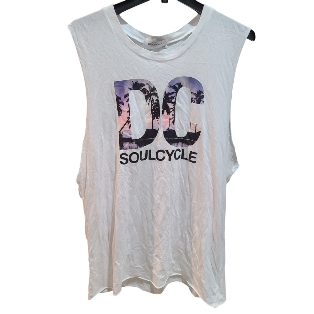 SoulCycle Men's Muscle Tee with DC Palm Logo - White/Large *New with tags*